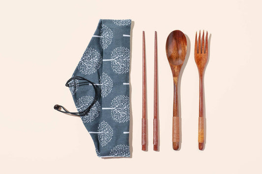 Travel Utensils - Coconut Cutlery Set with Travel Pouch