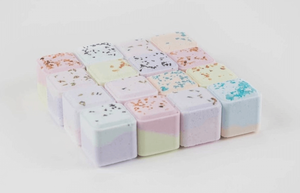 non toxic shower steamers in 4 x 4 rows (pretty designs and natural colors)
