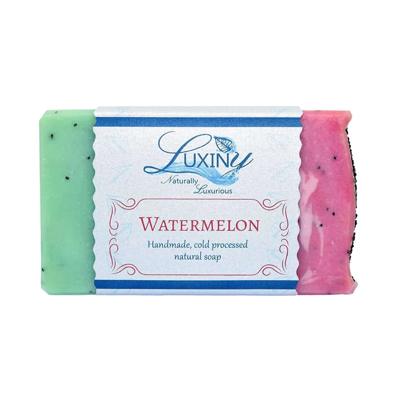 handmade, natural soap bar in watermelon 