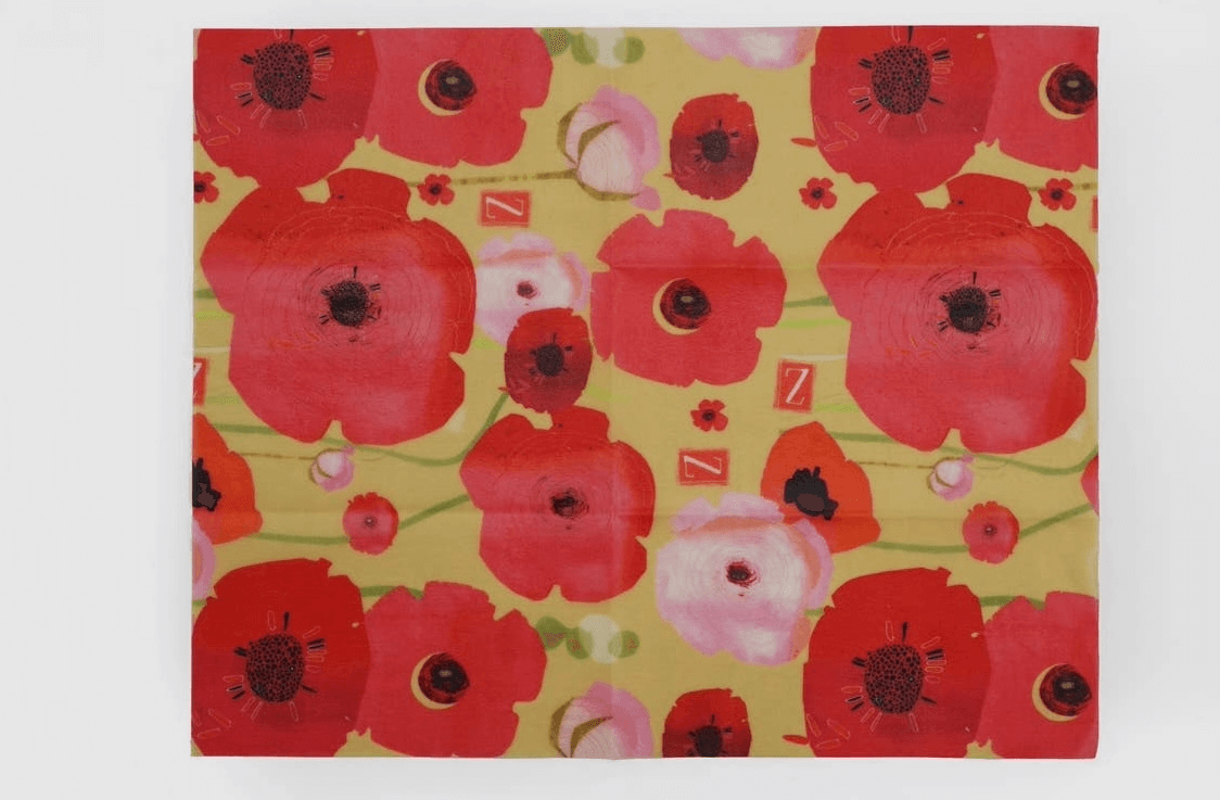 Z wraps, reusable beeswax food wrap, in poppies design.